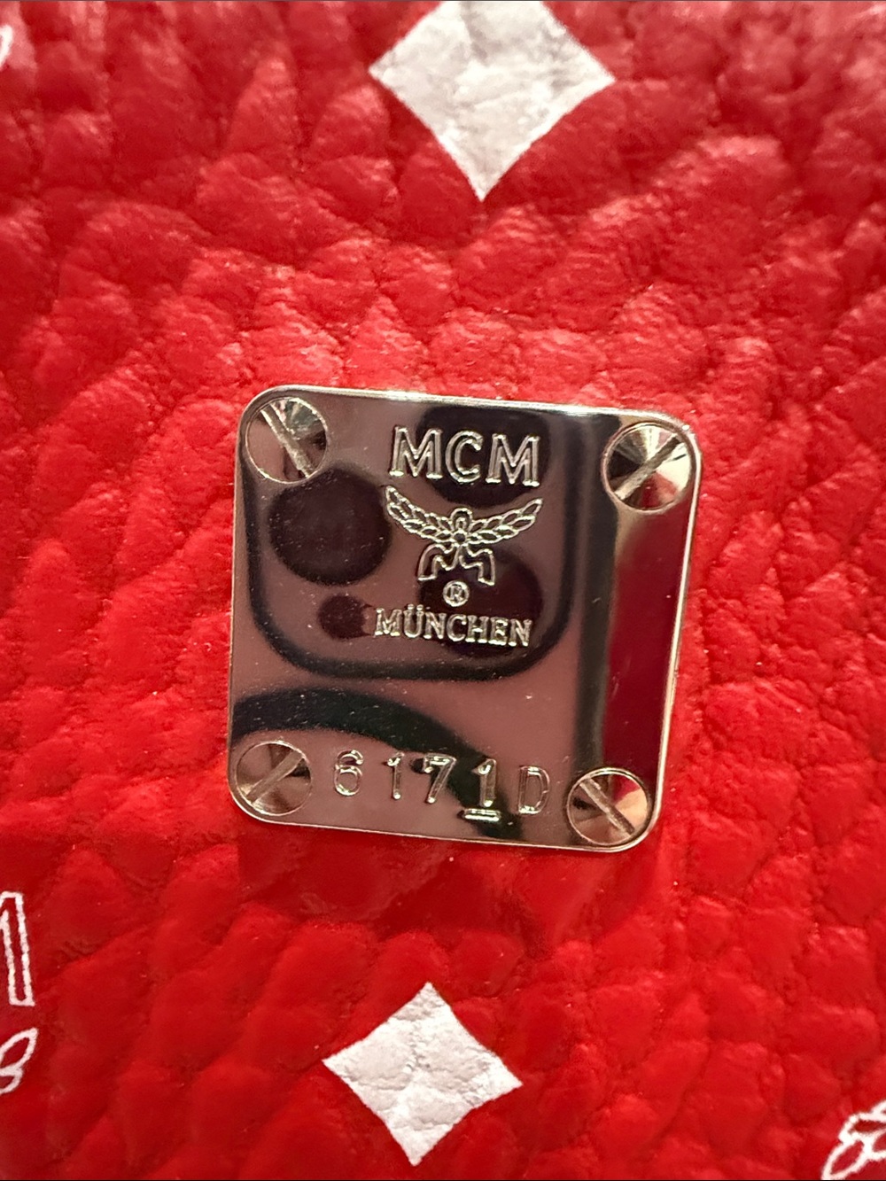MCM Red Logo Print Mini Backpack - Picture 2 of 8